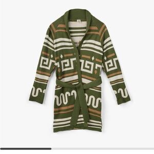 King Ranch Blanket Patterned Green Cardigan with Belt